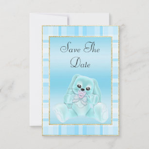 Niedliche Aquamarine Bunny Save the Date Babydusch