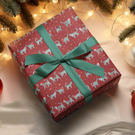 Niedliche Aquamarine Cat-Silhouetten zu Weihnachte Geschenkpapier