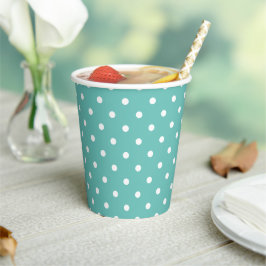 Niedliche Aquamarine Polka Dot Paper Cups Pappbecher