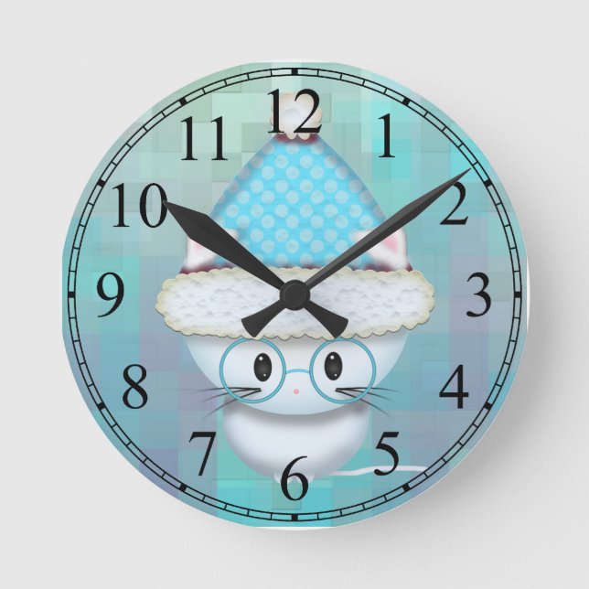 Niedliche Aquamarine Wall-Uhr Runde Wanduhr (Vorderseite)