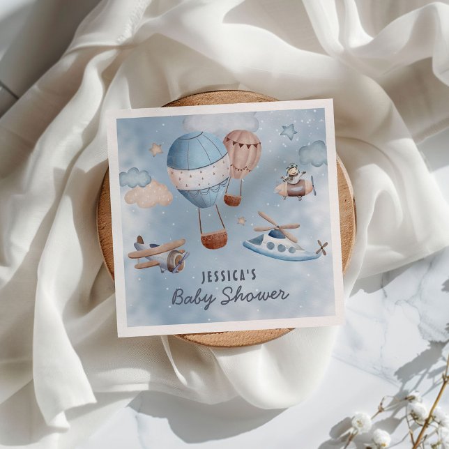 Niedliche Aquarell Aviation Blue Boy Babydusche Serviette (Von Creator hochgeladen)