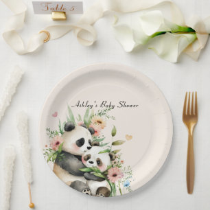 Niedliche Aquarell-Blume & Bears Kinderdusche Pappteller