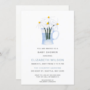 Niedliche Aquarell-Daisy Geschlecht Neutrale Babyd Einladung