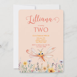 Niedliche Aquarell Wildblume Dragonfly Girl Geburt Einladung