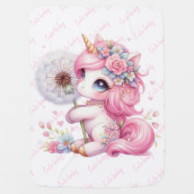 Niedliche Aquarellbaby, Einhorn & Dandelsche Blume