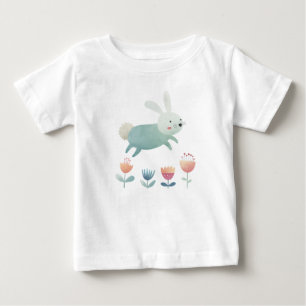 Niedliche Aquarellbahn Bunny & Blume Baby T-shirt