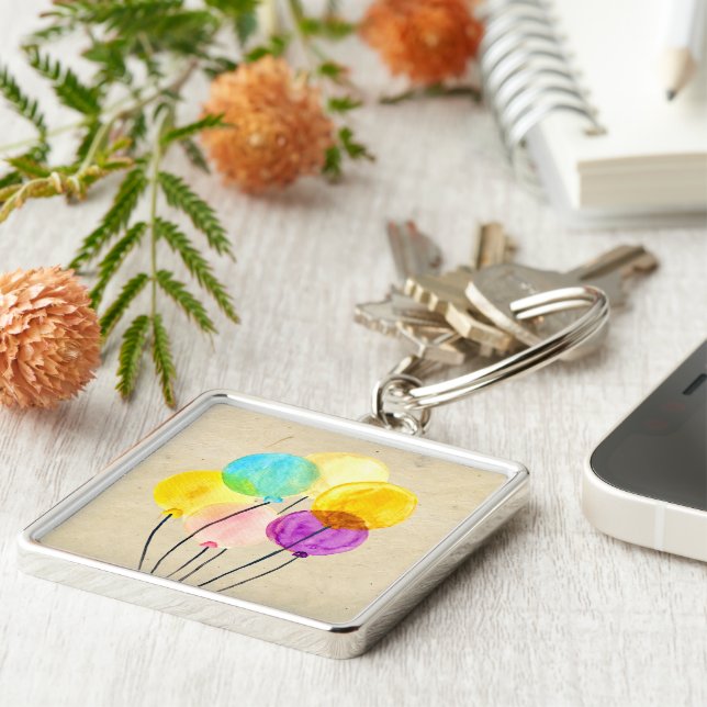 Niedliche Aquarellballons Schlüsselanhänger (Seite)