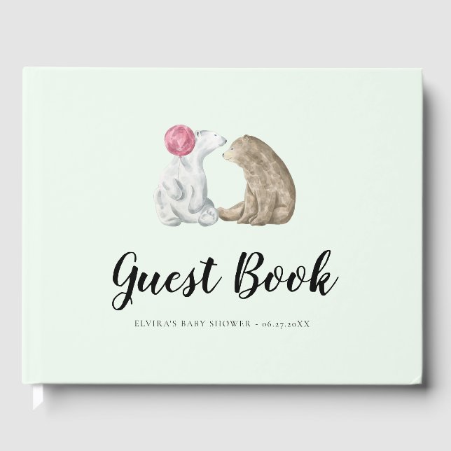 Niedliche Aquarellbären Babydusche Gästebuch (Vorderseite)