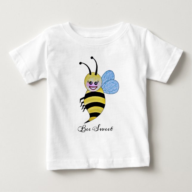 Niedliche Aquarellbiene mit fröhlichem Lächeln Baby T-shirt (Vorderseite)
