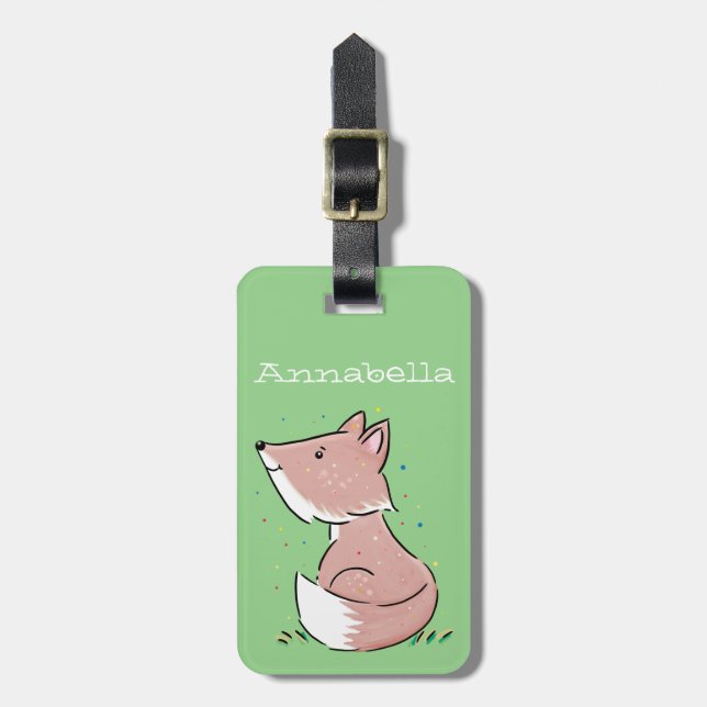Niedliche Aquarellbilder für Babyfuchs Gepäckanhänger (Vorderseite vertikal)