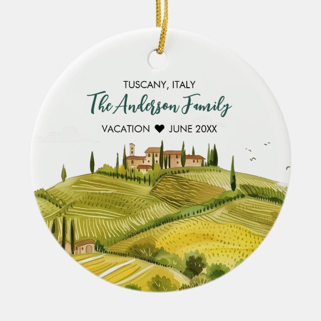 Niedliche Aquarellbilder in der Toskana Italien Keramik Ornament (Vorne)