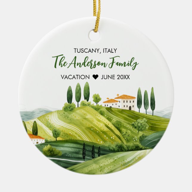 Niedliche Aquarellbilder in der Toskana Italien Keramik Ornament (Vorne)