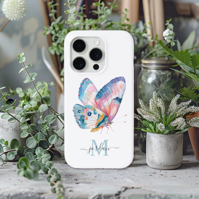 Niedliche Aquarellblende mit Ihrer Monogramm Case-Mate iPhone Hülle (Personalize this case with your name and monogram initial.)