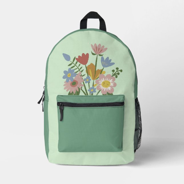 Niedliche Aquarellblüte Bedruckter Rucksack (Vorderseite)