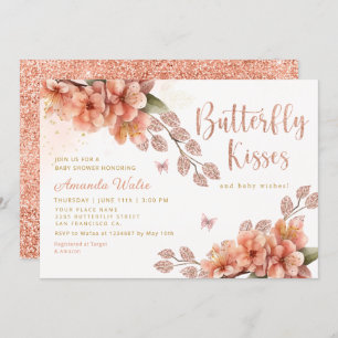 Niedliche Aquarellblütenschmetterlingswaage Girl B Einladung