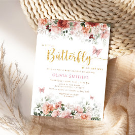 Niedliche Aquarellblütenschmetterlingswaage Girl B Einladung