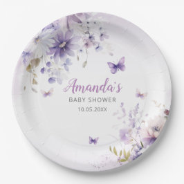 Niedliche Aquarellblütenschmetterlingswaage Girl B Pappteller