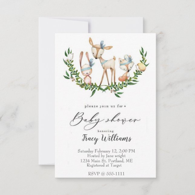 Niedliche Aquarellbrasse Babydusche Einladung (Vorderseite)