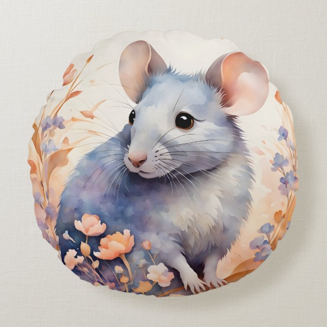 Niedliche Aquarelldarstellung Rundes Kissen (Vorderseite)