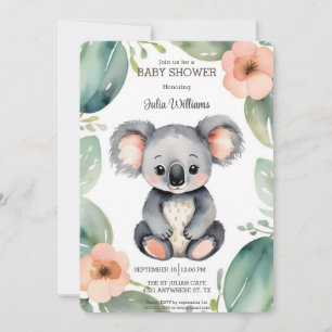 Niedliche Aquarelldusche Koala Babydusche Einladung