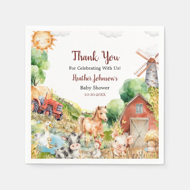 Niedliche Aquarelldusche Serviette (Vorderseite)