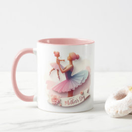 Niedliche Aquarellfarbe Ballerina Mama Silhouette  Tasse