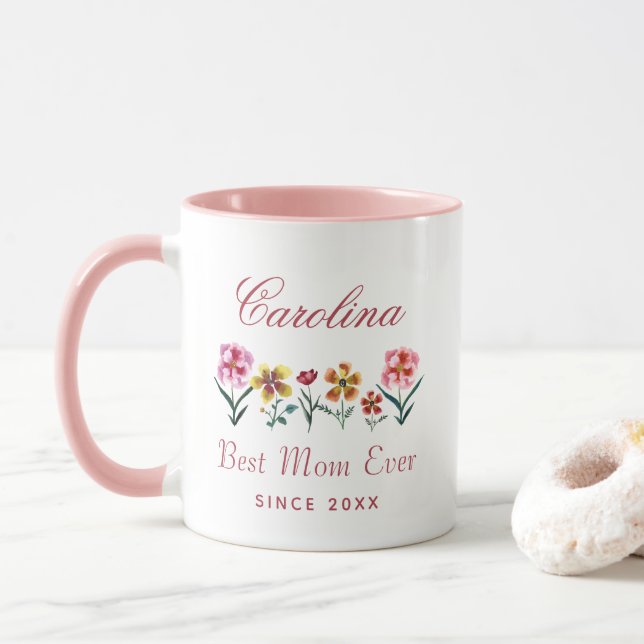 Niedliche Aquarellfarbe Beste Mama je Babydusche Tasse (Mit Donut)