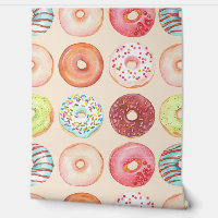 Niedliche Aquarellfarbe Farbige Glasierte Donuts K