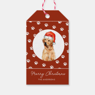 Niedliche Aquarellfarbe Goldene Retreifer Weihnach Geschenkanhänger