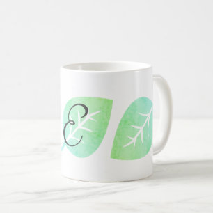 Niedliche Aquarellfarbe Leaf Abstrakte Mit Monogra Tasse