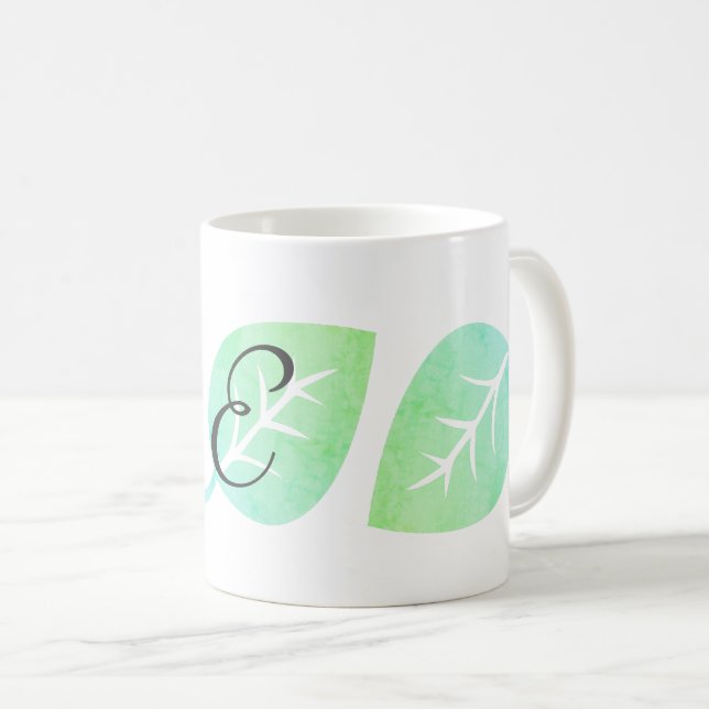 Niedliche Aquarellfarbe Leaf Abstrakte Mit Monogra Tasse (VorderseiteRechts)