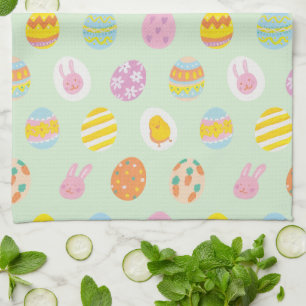 Niedliche Aquarellfarbe Osterlackierte Eiermuster  Geschirrtuch