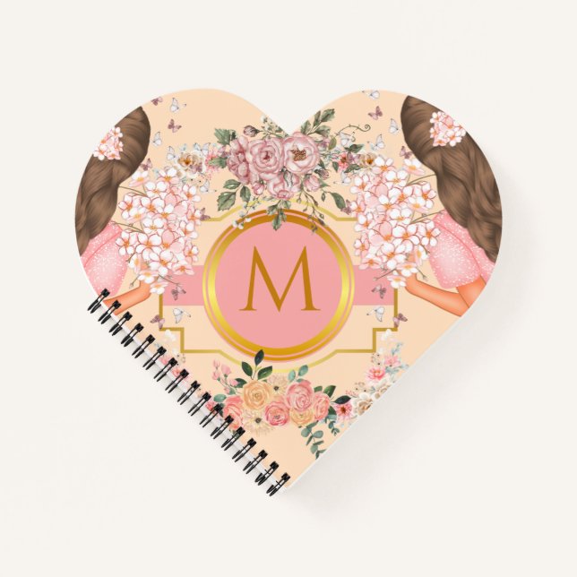 niedliche Aquarellfarbe Rosa Blume Monograviert fü Notizbuch (Vorderseite)