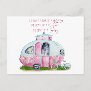 Niedliche Aquarellfarbe Rosa und Weiße Retro Vinta Postkarte