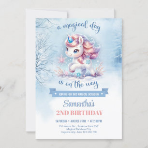 Niedliche Aquarellfarbe Rose Gold und Blau Einhorn Einladung