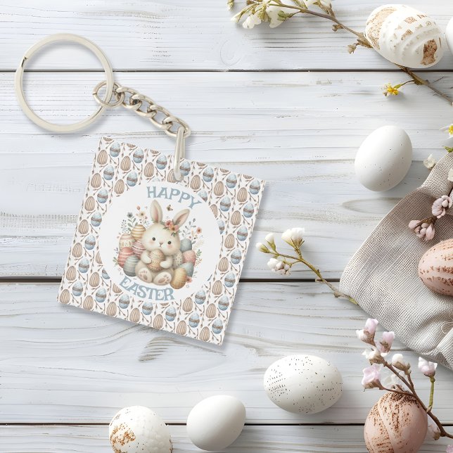 Niedliche Aquarellfarbe Schlüsselanhänger (Cute watercolor Bunny Easter Key Ring)