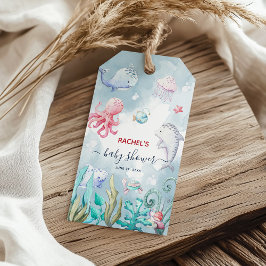 Niedliche Aquarellfarbe unter der Meerwasserdusche Geschenkanhänger