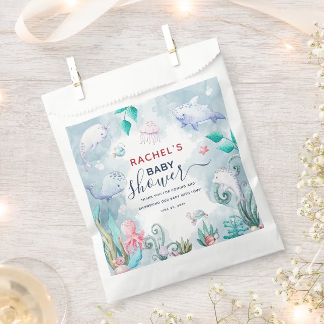 Niedliche Aquarellfarbe unter der Meerwasserdusche Geschenktütchen (Ausgeschnitten)