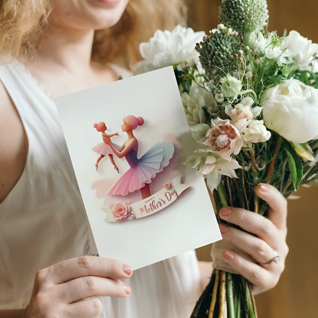 Niedliche Aquarellfarben Ballerina Mama Postkarte (Von Creator hochgeladen)