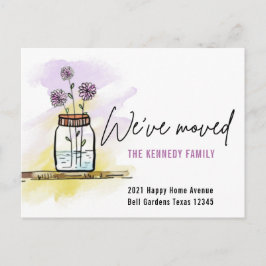 Niedliche Aquarellfarben-Blume Wir haben neue Adr Ankündigungspostkarte