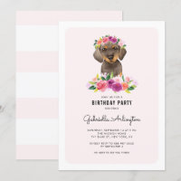 Niedliche Aquarellfarben Dackel Rosa Blütengeburt