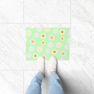 Niedliche Aquarellfarben Daisy Pattern Grün Fußmatte