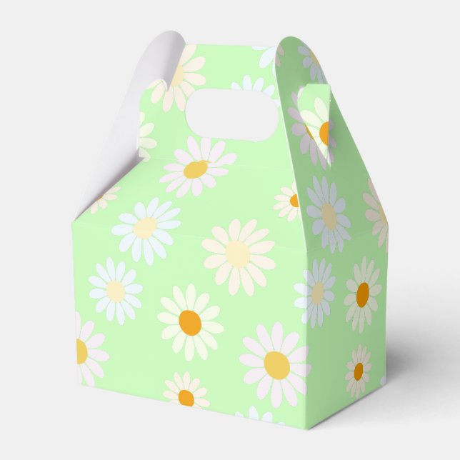 Niedliche Aquarellfarben Daisy Pattern Grün Geschenkschachtel (Vorderseite)