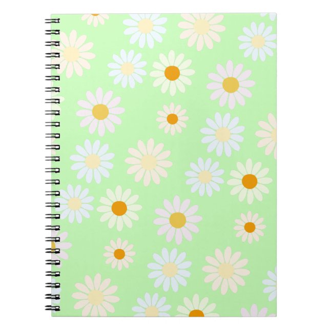 Niedliche Aquarellfarben Daisy Pattern Grün Notizblock (Vorderseite)