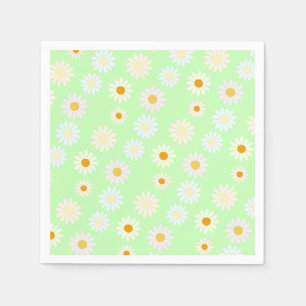 Niedliche Aquarellfarben Daisy Pattern Grün Serviette