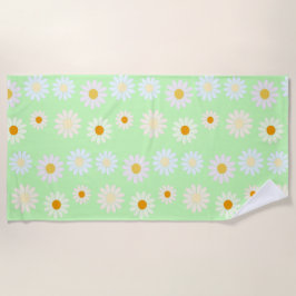 Niedliche Aquarellfarben Daisy Pattern Grün Strandtuch