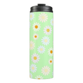 Niedliche Aquarellfarben Daisy Pattern Grün Thermosbecher