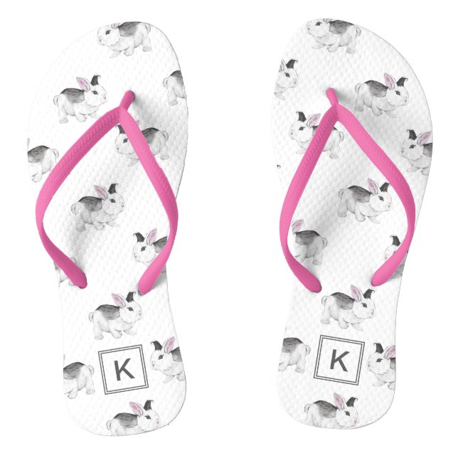Niedliche Aquarellfarben mit Monogramm Flip Flops (Fußbett)