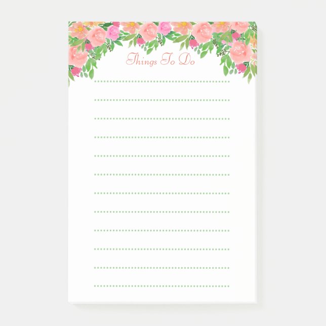 Niedliche Aquarellfarben-rosa Blume verwoben Dinge Post-it Klebezettel (Vorderseite)