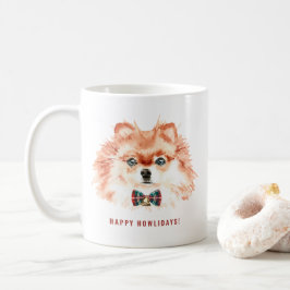 Niedliche Aquarellfarben Spitz Hund Weihnachten Ha Kaffeetasse